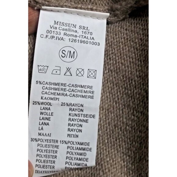 Women's Poncho Cape Sweater S/M Tan Lightweight Knit Cashmere blend Ti Vesto EUC - Picture 7 of 7